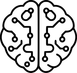 Digital Brain AI Intelligence Outline Icon