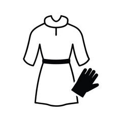 Surgical gown gloves cap folded prep line art Vector illustration