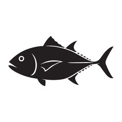 silhouette photo of giant trevally with white background