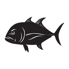 Fototapeta premium silhouette photo of giant trevally with white background