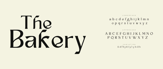 Bakery Classy elegant font, vintage type or luxury premium typeface, vector English royal alphabet. 