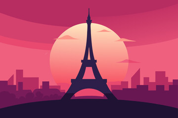 A Beautiful Pink Sunset on the Background of the East