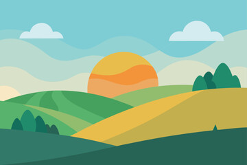 Minimalist Countryside Landscape With Morning Light