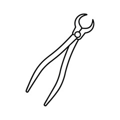 Tooth extraction forceps clean line art format Vector illustration