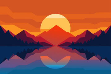 Sunset Reflections on a Still Alpine Lake