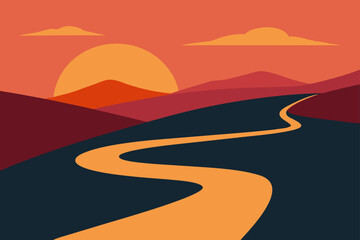Winding Mountain Road with Sunset Views