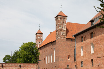 Historic Lidzbark Warminski Castle Towers and Red Brick Walls, Poland