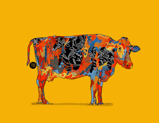 Abstract Cow Illustration Background