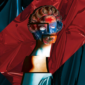 Digital Collage Bust Sculpture Unknown Location