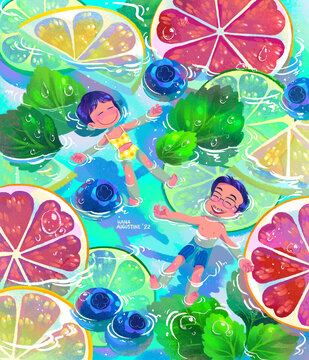 Illustrative Children Fruit Bath