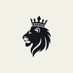 Lion with crown. Lion logo. Vector illustration.