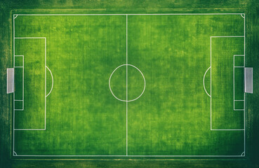Aerial View of Green Sunny Football Field