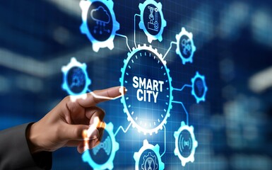Smart city and abstract connection technology concept