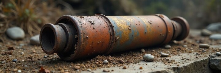 Disassembled Pipe Bomb A Close-up Revealing the Dangerous Mechanics of an Improvised Explosive Device, Serving as a Stark Warning of the Threat and Destructive Potential.