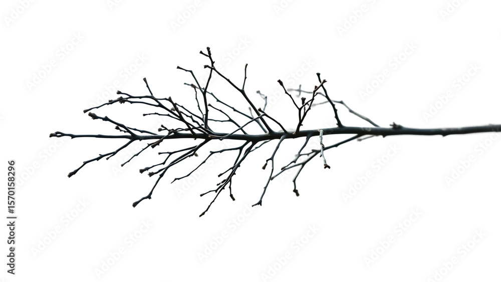 Poster realistic dry tree branch isolated on transparent background dead branch cut out