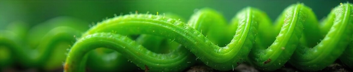 Vibrant Green Spring Coiled Ready to Unleash Energy Close-up of Natures Resilience and Renewal