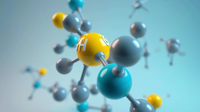 Growth hormone molecular structure, biotechnology visualization, 3D peptide rendering, medical hormone modeling, biochemical compound 
