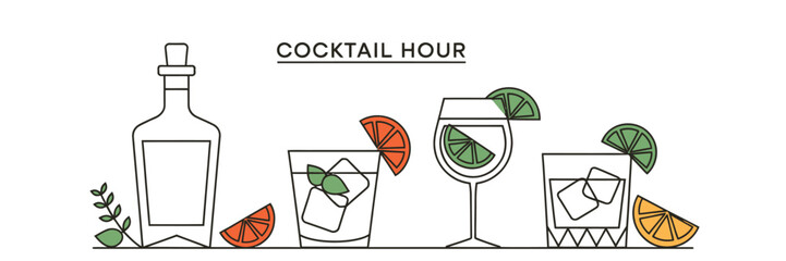 Hand Drawn Cocktail and Drink Collection – Doodle Ink Style Vector Illustrations – Classic Alcohol Beverages in Various Glasses – Perfect for Wedding or Birthday Party Menus

