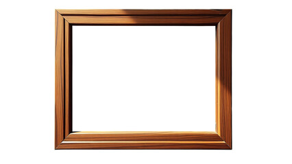 Realistic old wooden picture frame isolated on transparent background Blank brown gallery Border pho