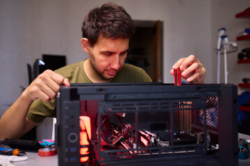 PC Building The Process of Carefully Assembling Components Using a Power Drill Tool