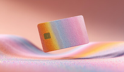 Pastel credit card with texture – minimal fintech design for modern business, banking, or shopping landing page