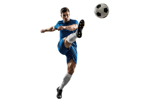 professional soccer player in action kicking a ball - Powered by Adobe