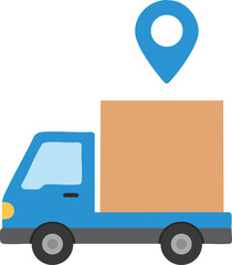Delivery truck with location pin icon for shipping and logistics vector design illustration