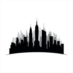 Naklejka premium Cityscape silhouette of tall buildings skyscrapers