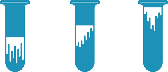 test tubes with chemical liquids, scientific research and experiments in the form of test tubes, blue icons