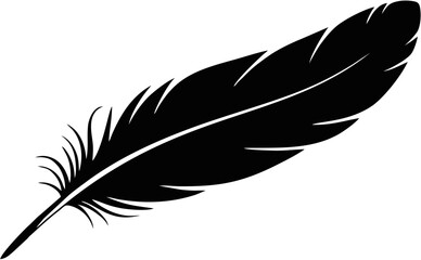 Obraz premium Feather Silhouette – Black Vector for Writing, Flight, and Freedom Concepts