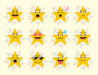 Yellow shining star feeling expression stickers