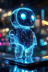AI assistant chatbot hologram floating above smartphone