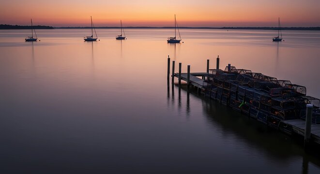 Sailboats on Chesapeake Bay Sunset - Powered by Adobe