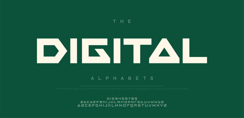 Digital  minimal cut alphabet capital lettering a to z font family
