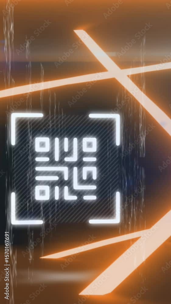 Poster animation of lights and qr code in orange runnel