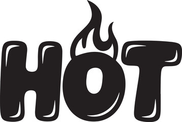 HOT Hand-drawn Style text Graphic black silhouette vector, Simple silhouette Design vector icon with Transparent background. A bold, stylized font text, Perfect for Sales Promotions