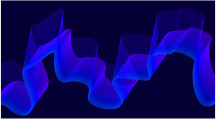Abstract Wave Background Design Blue Gradient Color Stylized Lines Art Vector Illustration