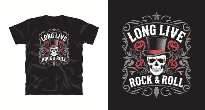 Rock style typography vector graffite t-shirt design print, Concert, Live show t-shirt design, Rock stage show, Rock and Roll, Skull