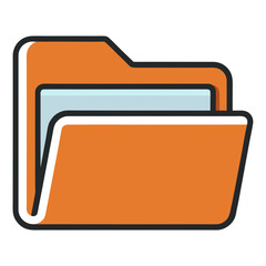 Orange folder icon with light blue paper vector