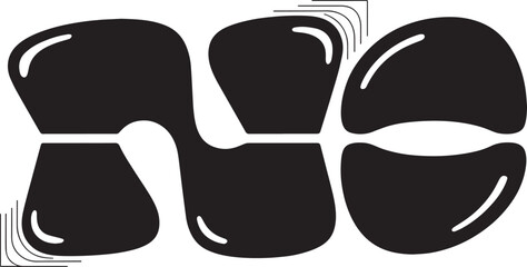 NO Hand-drawn Style text Graphic black silhouette vector, Simple silhouette Design vector icon with Transparent background. A bold, stylized font text.