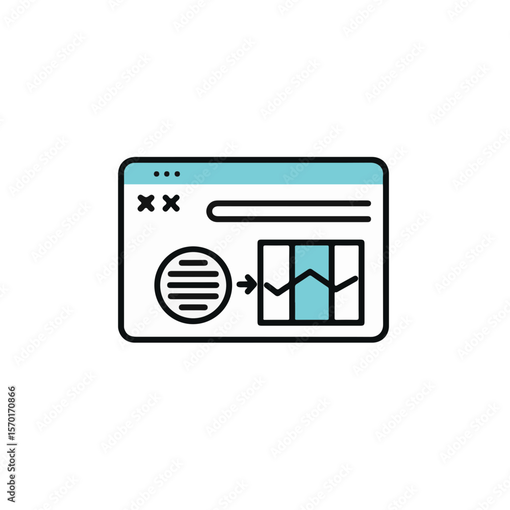 Poster web analytics with graph and progress icon.