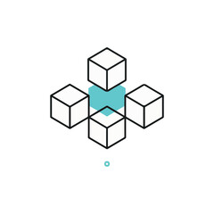 Obraz premium Abstract Illustration of Interconnected Cubes, symbolizing Connectivity and Synergy.