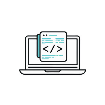 Laptop with code document.