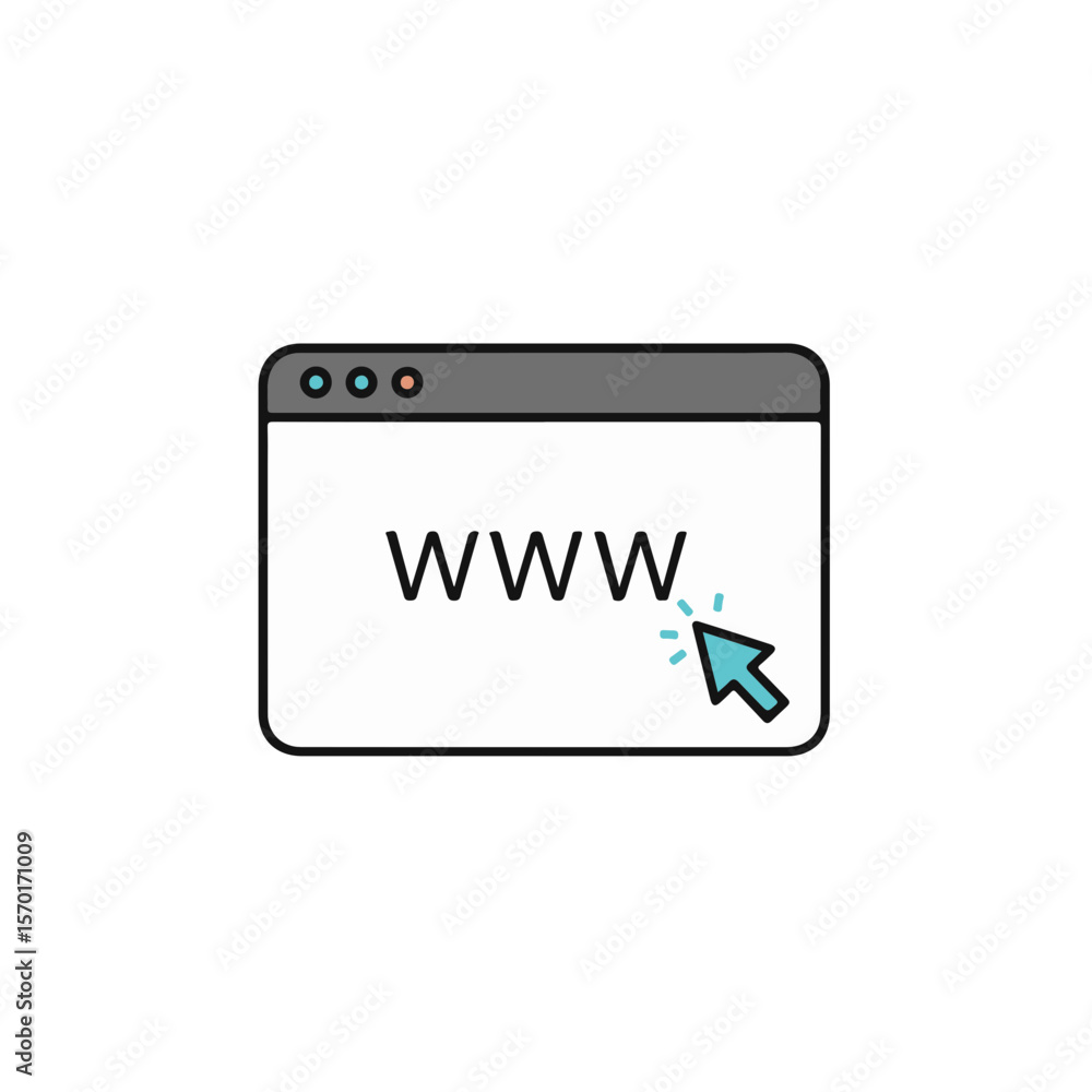 Poster browser with www address bar and cursor click