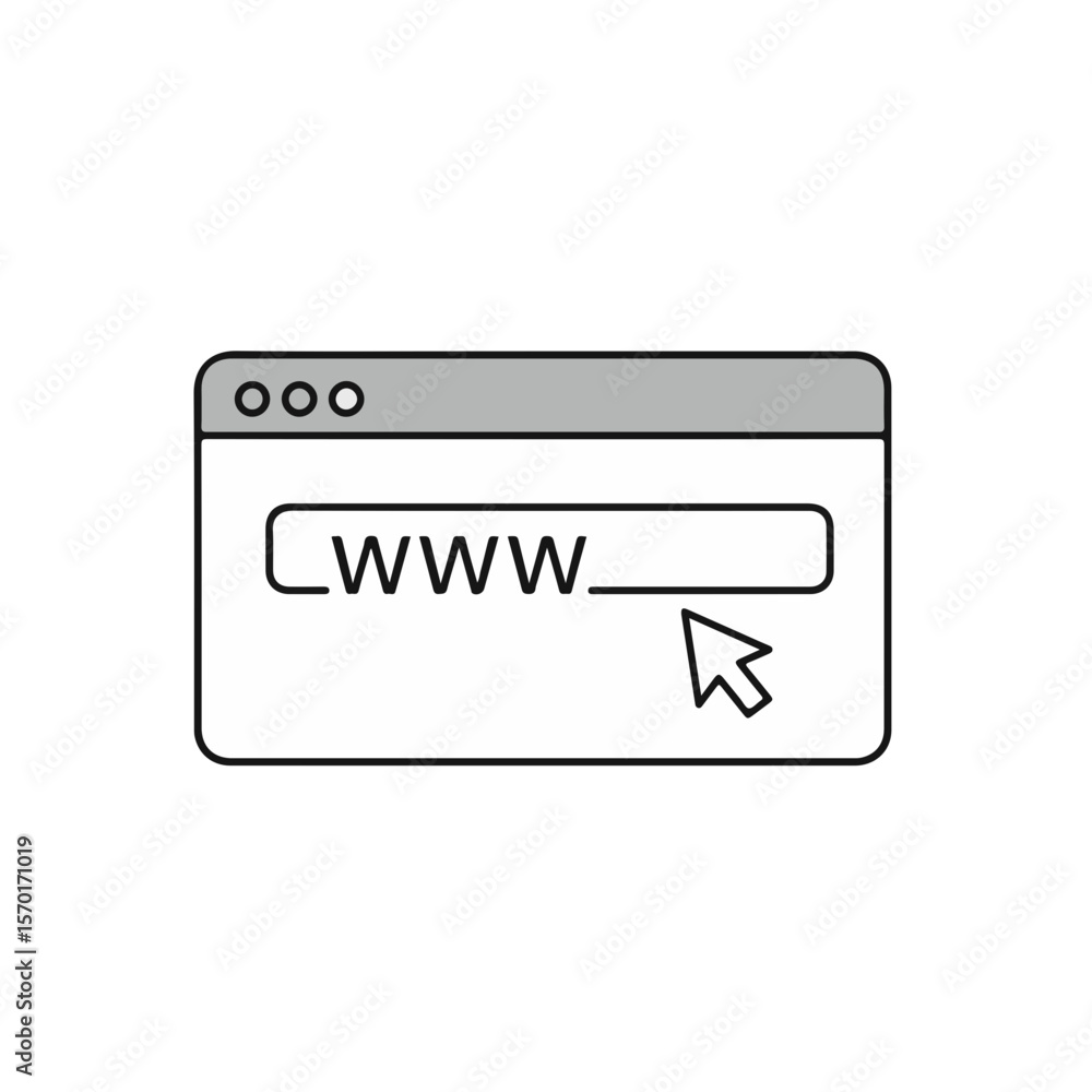 Poster web browser interface with a www address and cursor, ready to explore the digital world.
