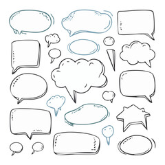 Fototapeta premium Collection of Hand-Drawn Speech Bubbles on Black Background