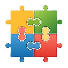 Obraz premium Colorful Jigsaw Puzzle Cartoon Artwork Illustration Unity Teamwork Cooperation