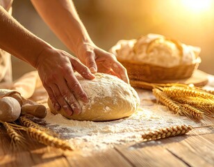 Hands kneading dough