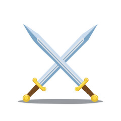 Crossed Swords Cartoon Illustration Medieval Weaponry Conflict Symbol Game Design