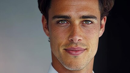 Modern Man's Portrait: A close-up of a handsome man, radiating confidence and charisma, the perfect embodiment of contemporary style.